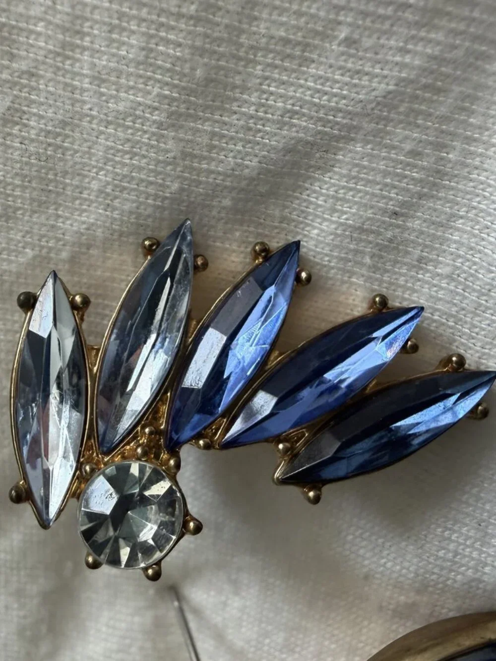Blue Ombré Crystal Fan Wing Statement Stud Earrings